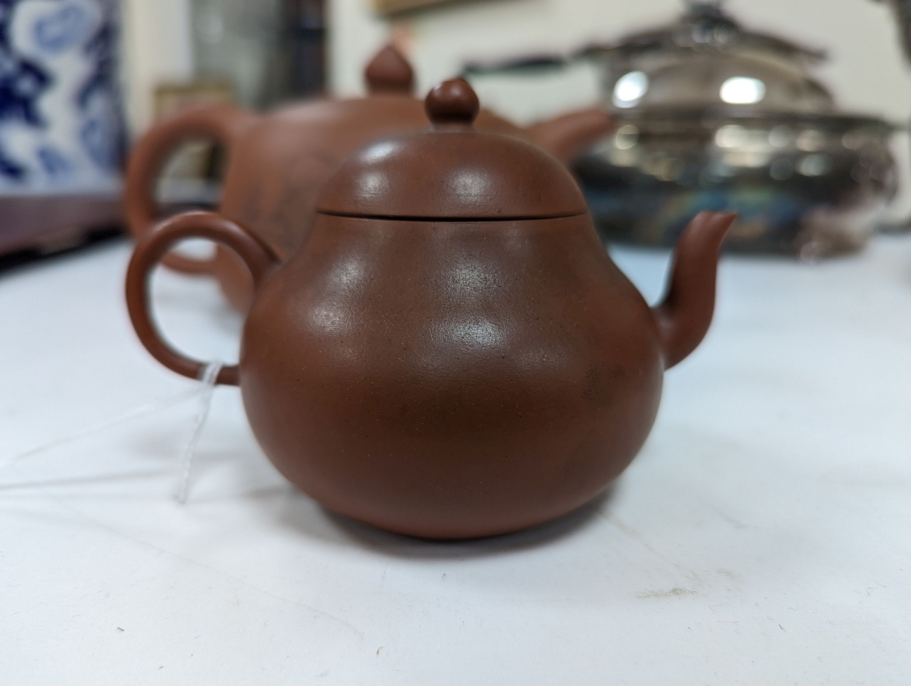 Six Chinese Yixing teapots, tallest 11cm